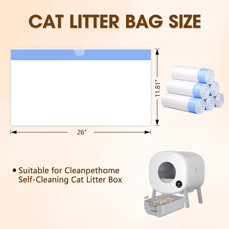 BCHARYA 120 Count Cat Litter Box Liners for Fumoi and Fsitego Self Cleaning Litter Box, Extra Thick Heavy Duty Cat Litter Bags Replacement, 3-4 Gallons of Capacity - Image 2